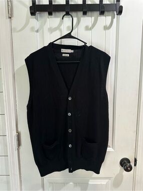 Peter Millar Black Button-Front 100% merino wool Knit Vest